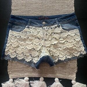 NOBO crochet front denim shorts